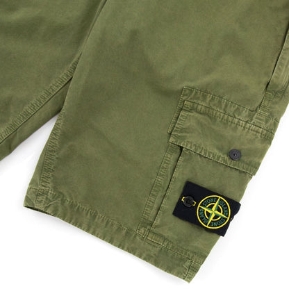 Stone Island L11wa Garment Dyed Canvas Shorts Olive V0158