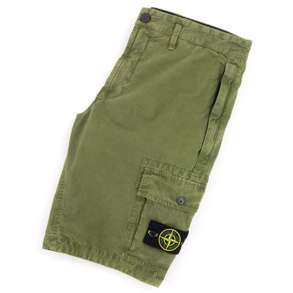 Stone Island L11wa Garment Dyed Canvas Shorts Olive V0158