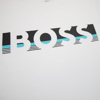 Hugo Boss Tee 1 Colour Block Logo T Shirt White 100