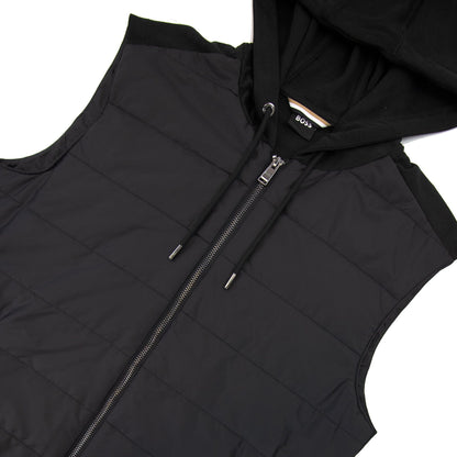 Hugo Boss Regular-fit Gilet In Cotton With Quilted Front Black