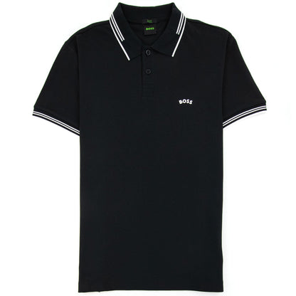 Hugo Boss Pual Curved Logo Slim Fit Polo Black 001
