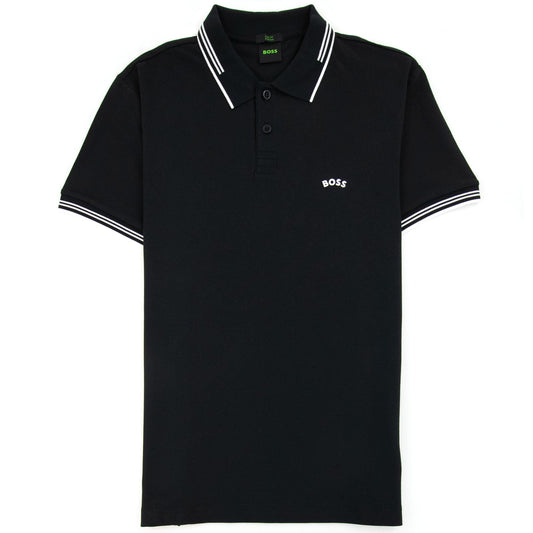 Hugo Boss Pual Curved Logo Slim Fit Polo Black 001