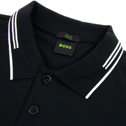 Hugo Boss Pual Curved Logo Slim Fit Polo Black 001