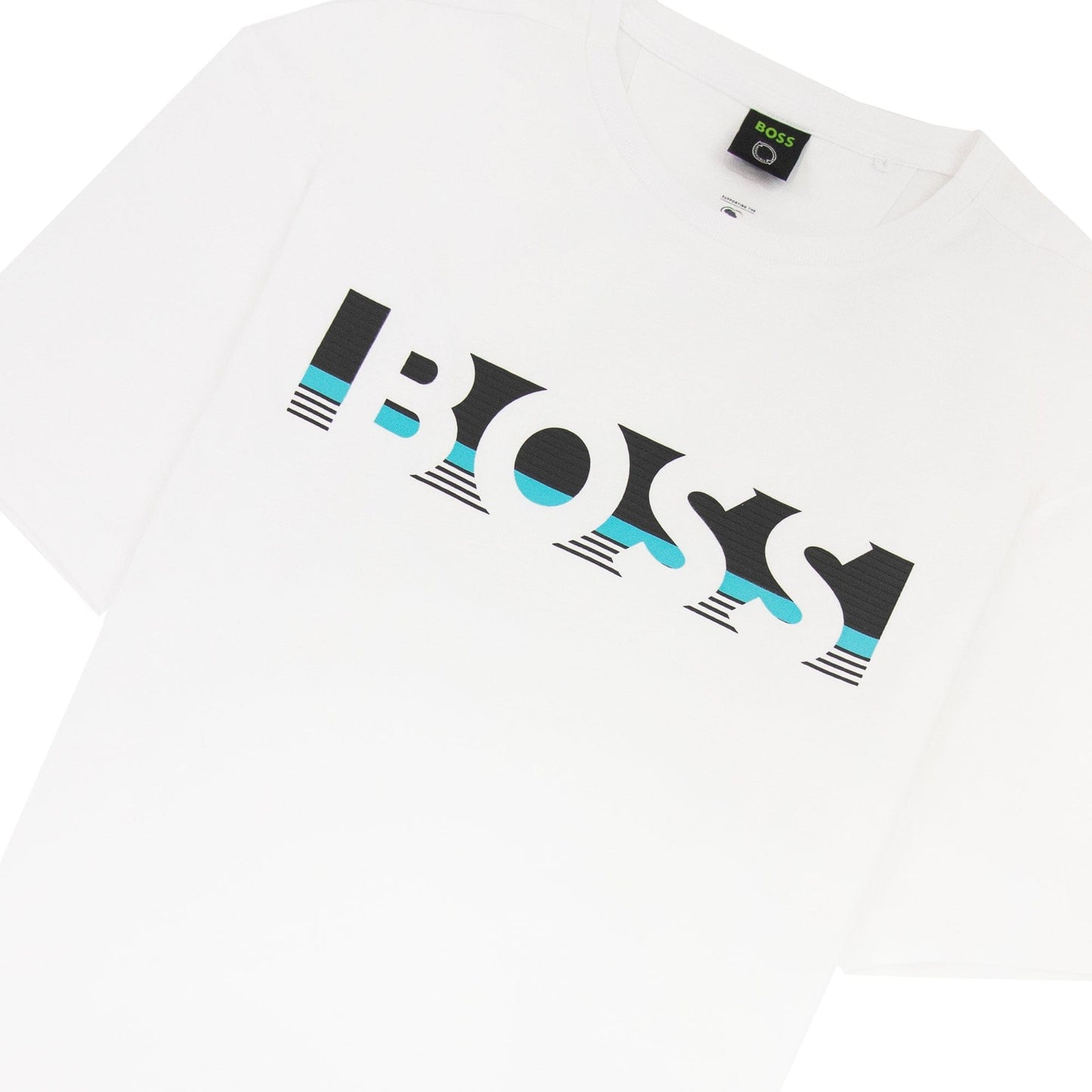 Hugo Boss Tee 1 Colour Block Logo T Shirt White 100