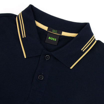 Hugo Boss Pual Curved Logo Slim Fit Polo Navy 403