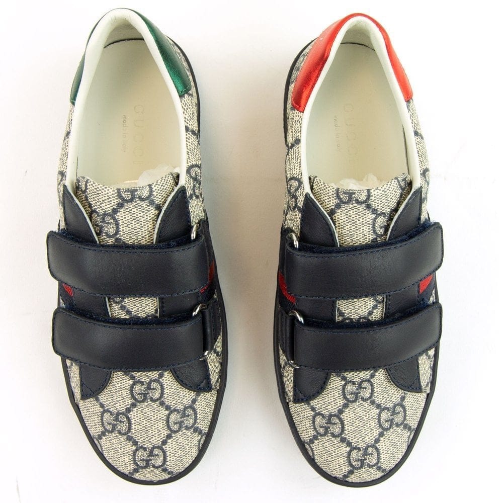 Gucci Junior Ace Gg Supreme Sneakers Beige Navy