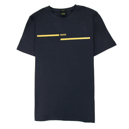 Hugo Boss Tee 4 Logo Print T Shirt Dark Navy 402
