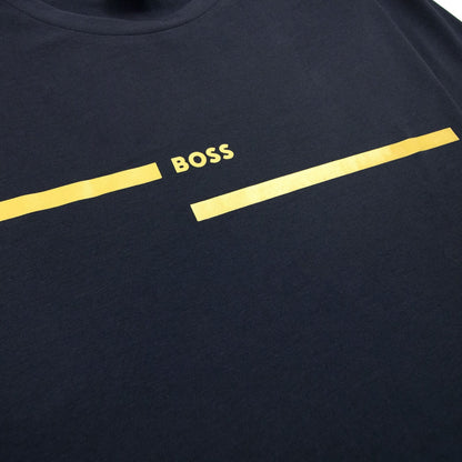 Hugo Boss Tee 4 Logo Print T Shirt Dark Navy 402