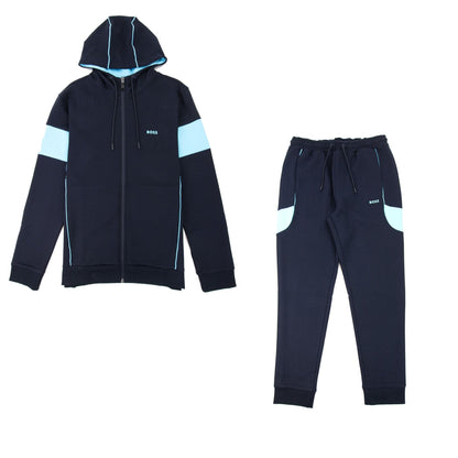 Hugo Boss Contrast Inserts Logo Tracksuit Dark Navy 402