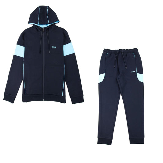 Hugo Boss Contrast Inserts Logo Tracksuit Dark Navy 402