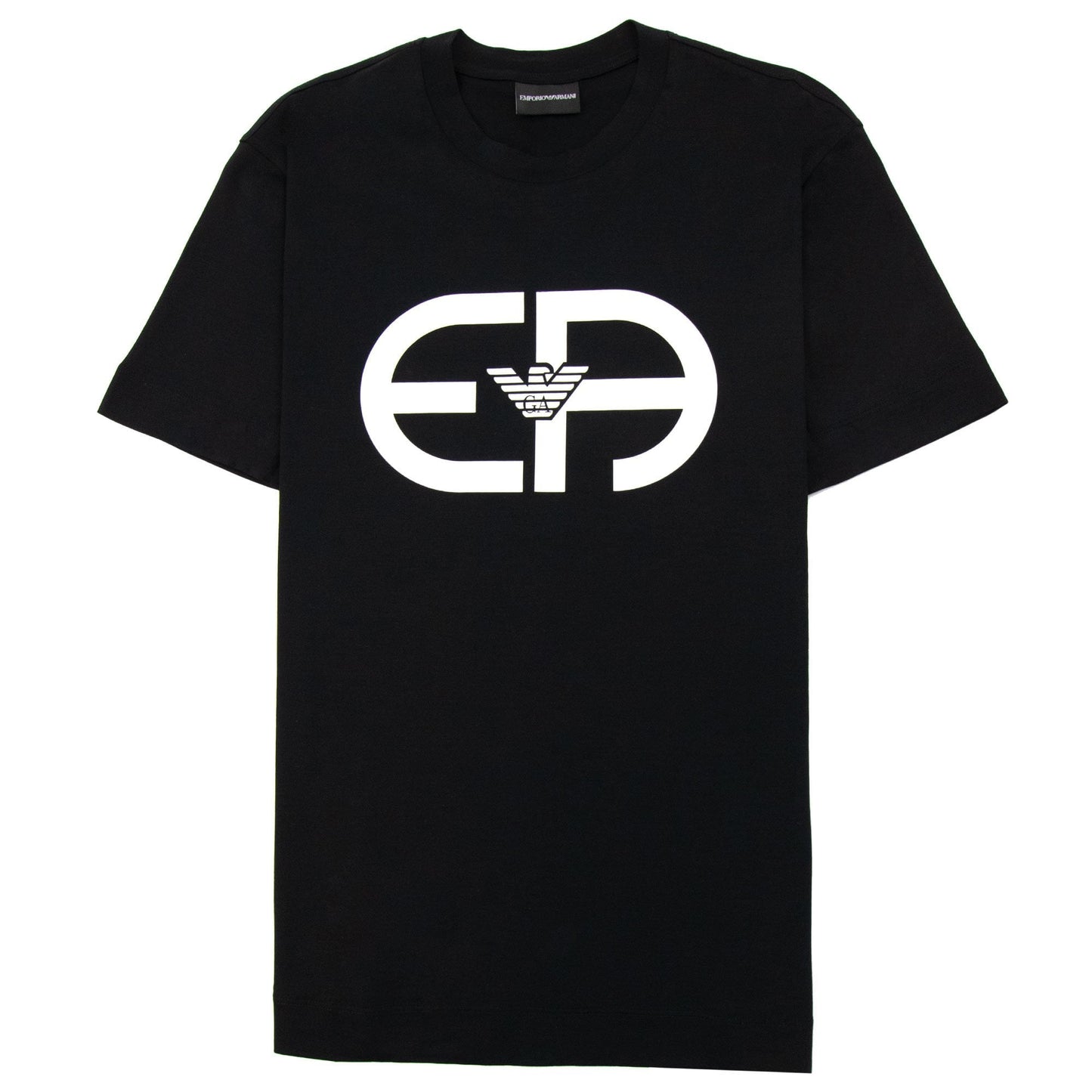 Emporio Armani Tencel-blend Jersey T-shirt With R-eacreate Logo Black