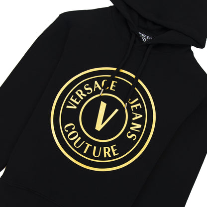 Versace Jeans Couture Vemblem Logo Hoodied Sweatshirt Black/gold