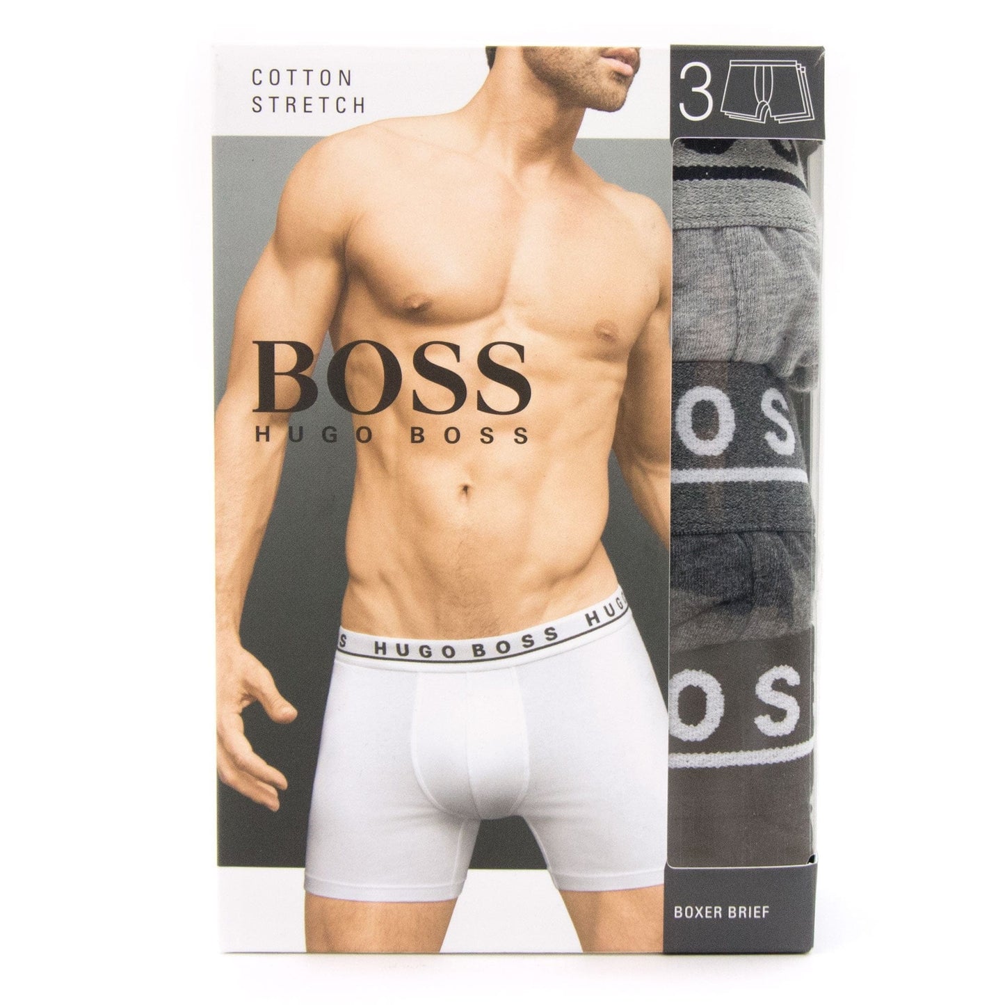 Hugo Boss Three Pack Of Stretch Cotton Boxer Light Grey/Black/Grey