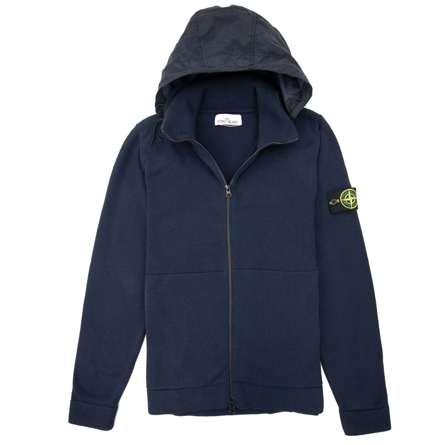 Stone Island Zip Compass Sweat With Concealed Hood Navy V0020