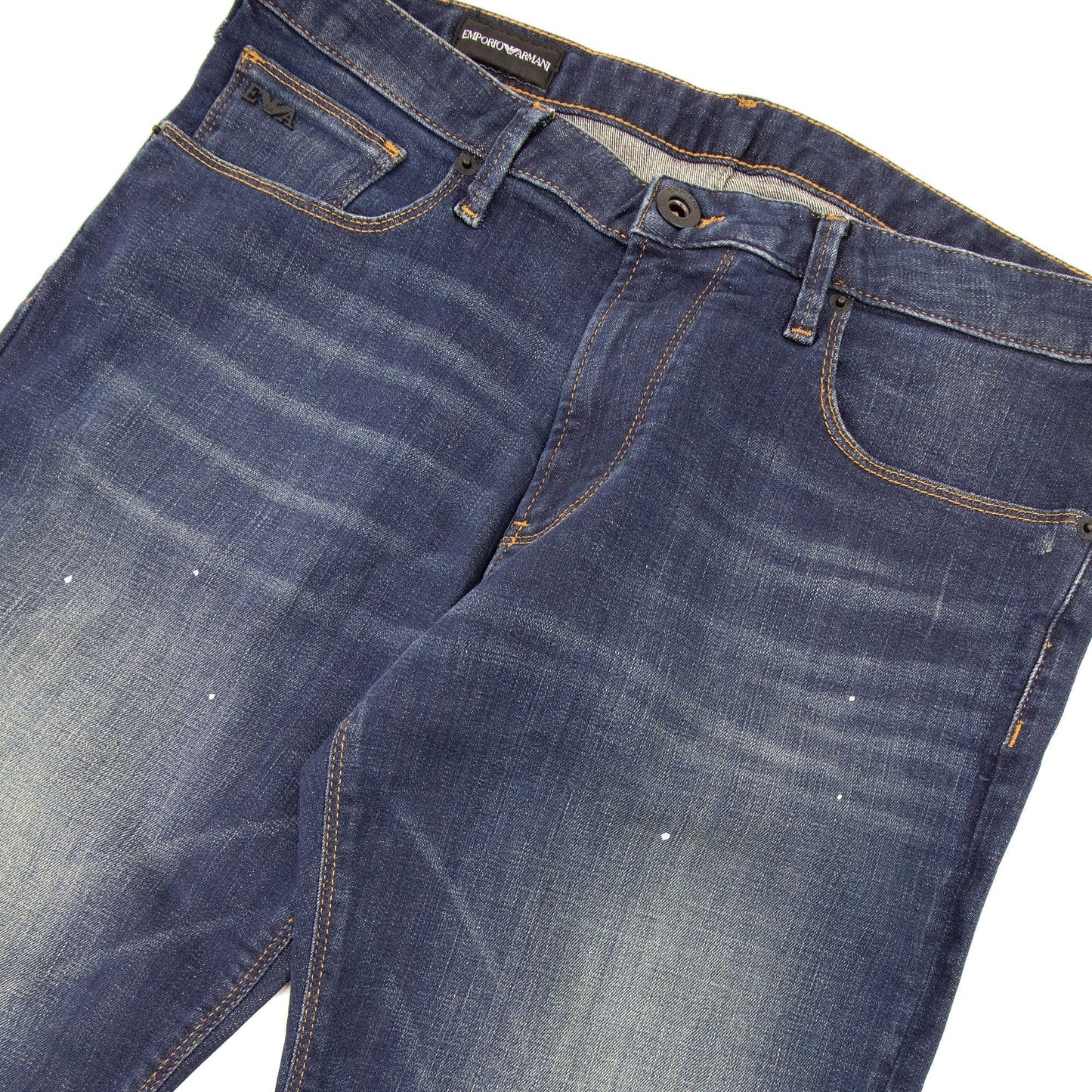 Emporio Armani J06 Slim Fit Worn Wash Jeans Denim Blue