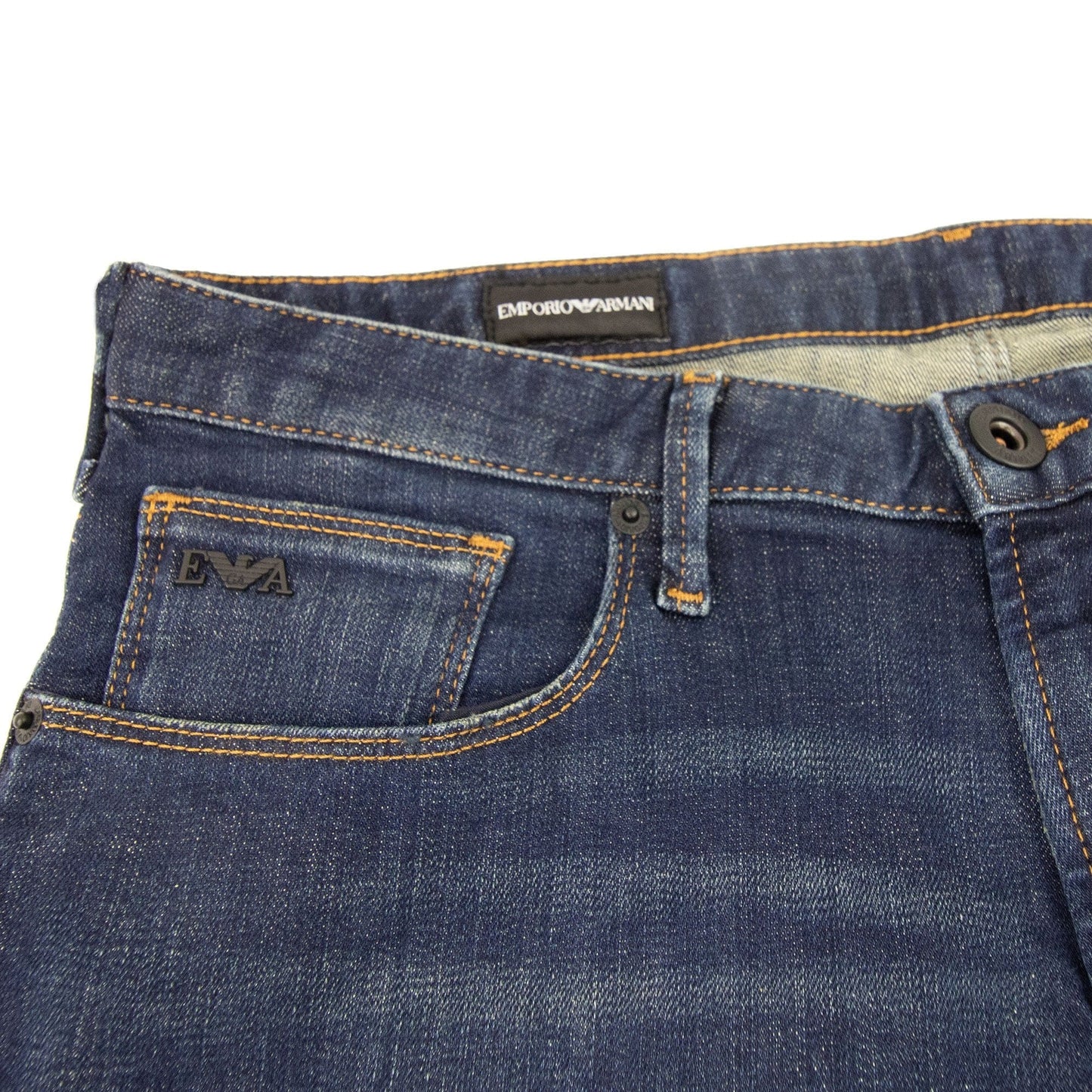 Emporio Armani J06 Slim Fit Worn Wash Jeans Denim Blue