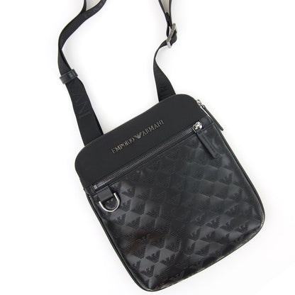 Emporio Armani Flat Nylon Shoulder Bag With Monogrammed Eagle Black/black