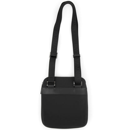 Emporio Armani Flat Nylon Shoulder Bag With Monogrammed Eagle Black/black