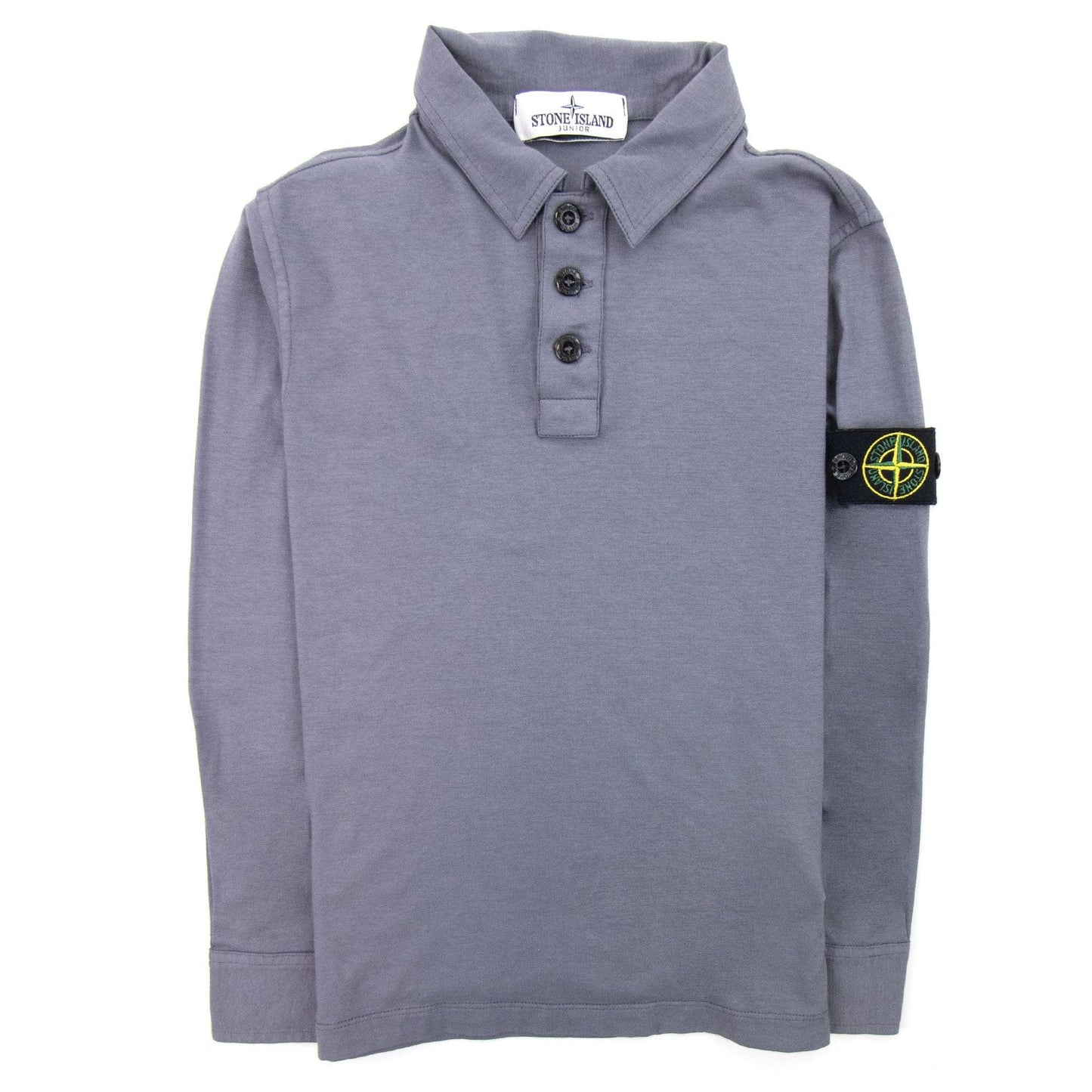Stone Island Junior Arm Badge Long Sleeve Polo Dark Grey V0065