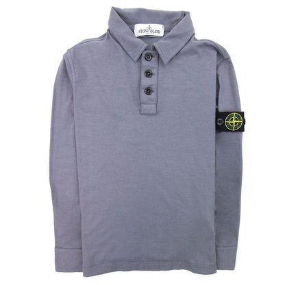 Stone Island Junior Arm Badge Long Sleeve Polo Dark Grey V0065