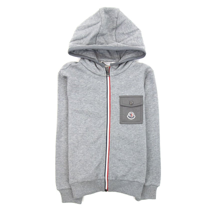 Moncler Junior Zip Up Hooded Sweatshirt Light Grey