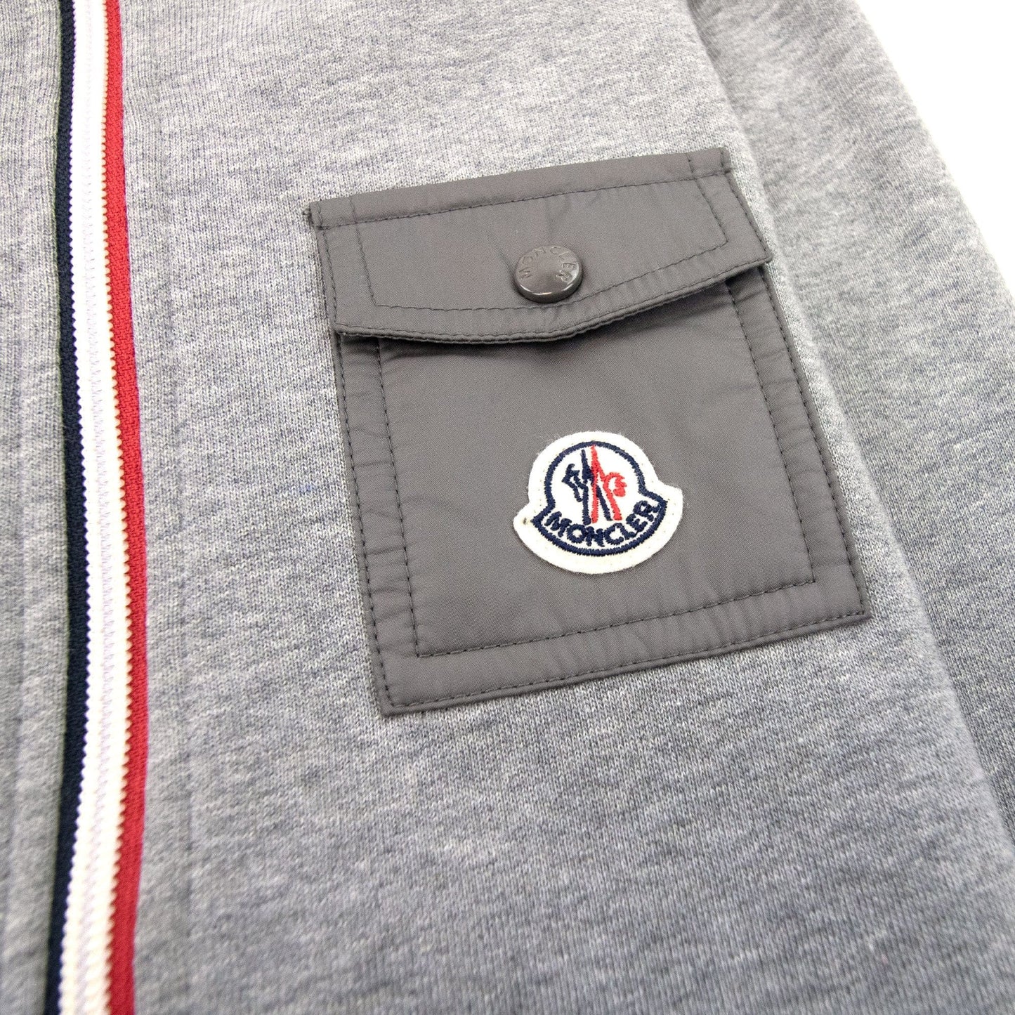 Moncler Junior Zip Up Hooded Sweatshirt Light Grey