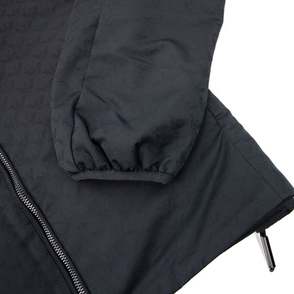 Emporio Armani Hooded Nylon Jacket With All-over Jacquard Monogram Black