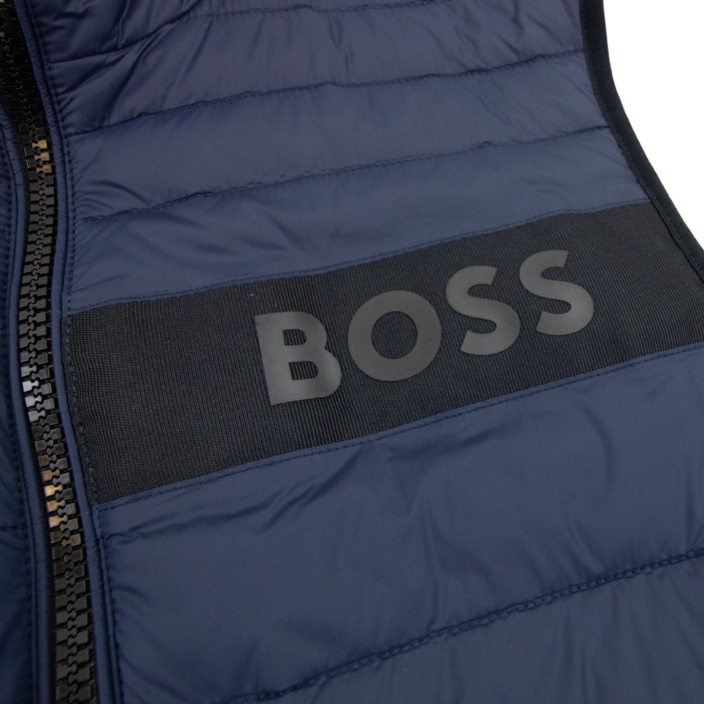 Hugo Boss Water-repellent Padded Gilet With 3d Logo Tape Navy
