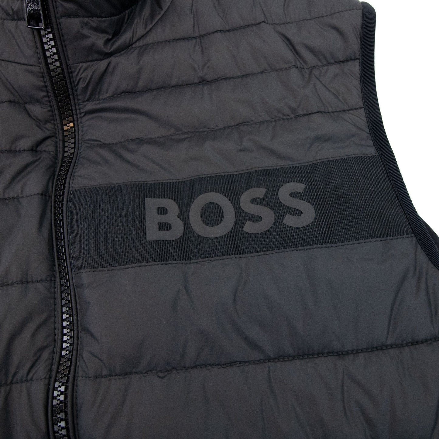 Hugo Boss Water-repellent Padded Gilet With 3d Logo Tape Black