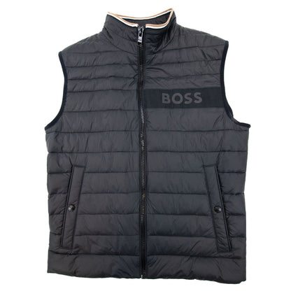 Hugo Boss Water-repellent Padded Gilet With 3d Logo Tape Black