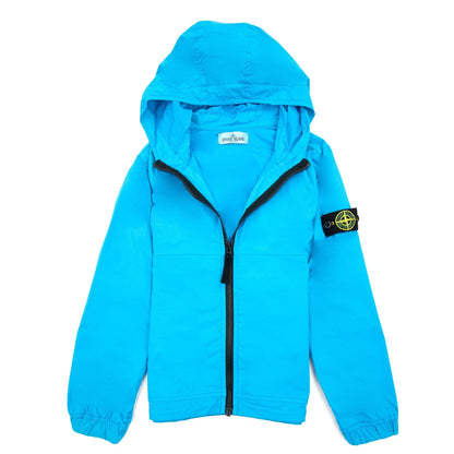 Stone Island Junior 40532 Stretch Nylon Garment Dyed Overshirt Turquoise V0042