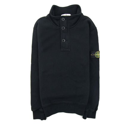 Stone Island Junior Arm Badge L/s Funnel Neck Polo Black V0029