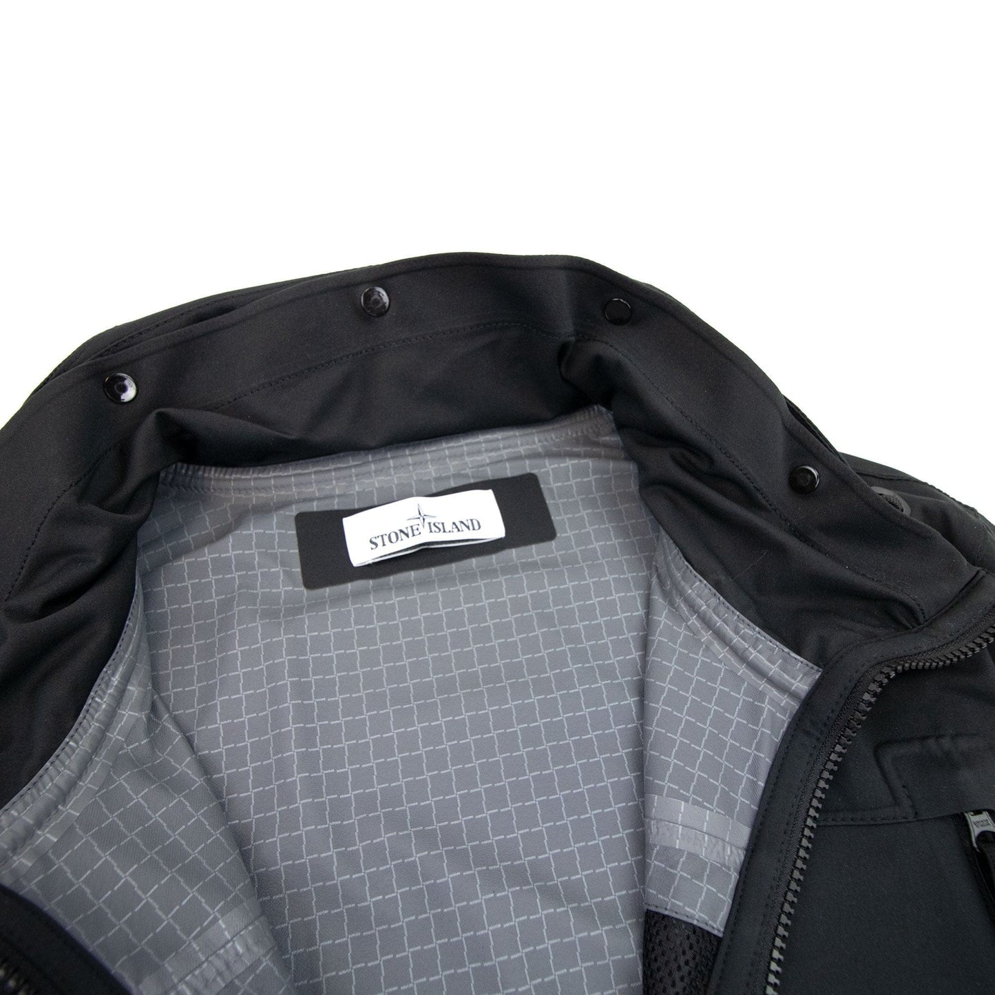 Stone Island 41826 Light Soft Shell Check Grid Jacket Black 999