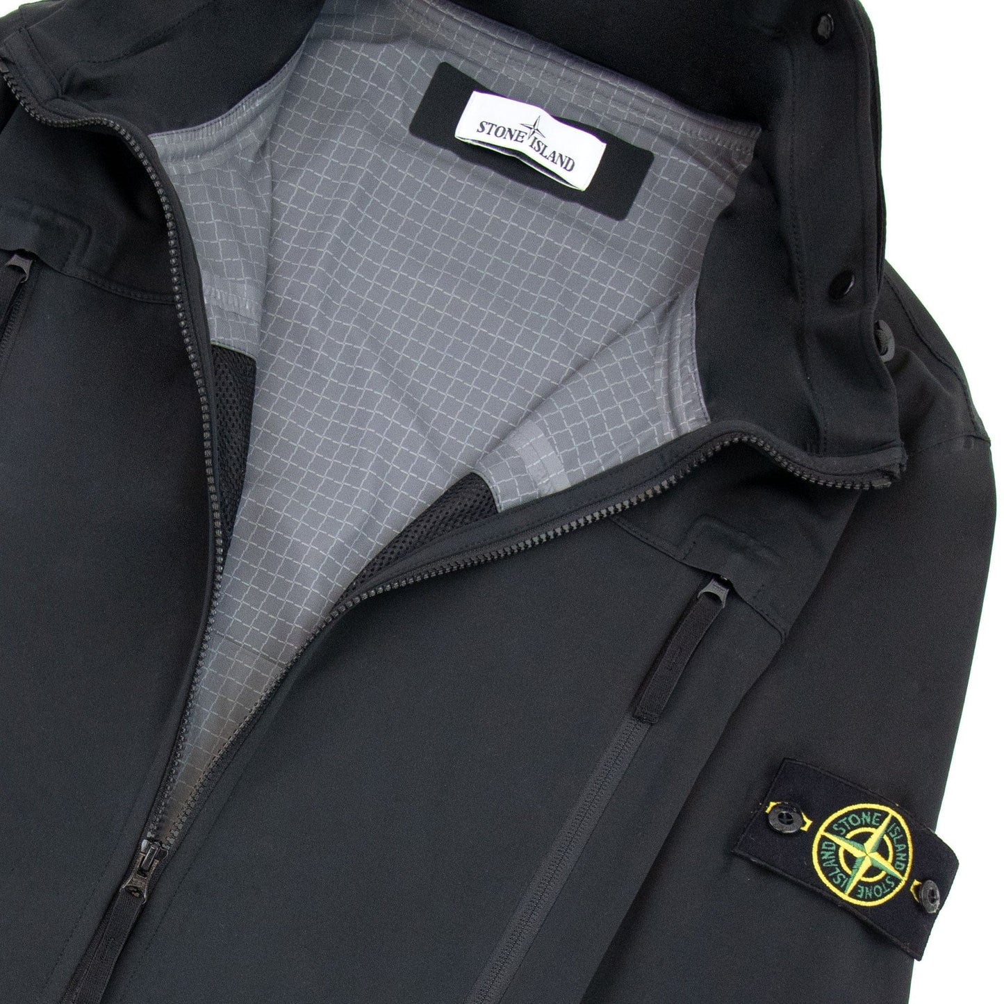 Stone Island 41826 Light Soft Shell Check Grid Jacket Black 999