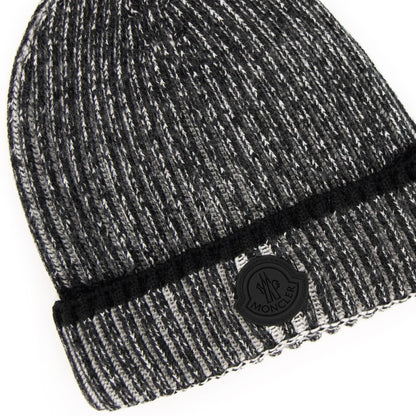 Moncler Logo Wool Beanie Dark Grey 910