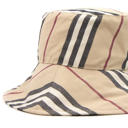 Burberry Checked Cotton Blend Bucket Hat Beige