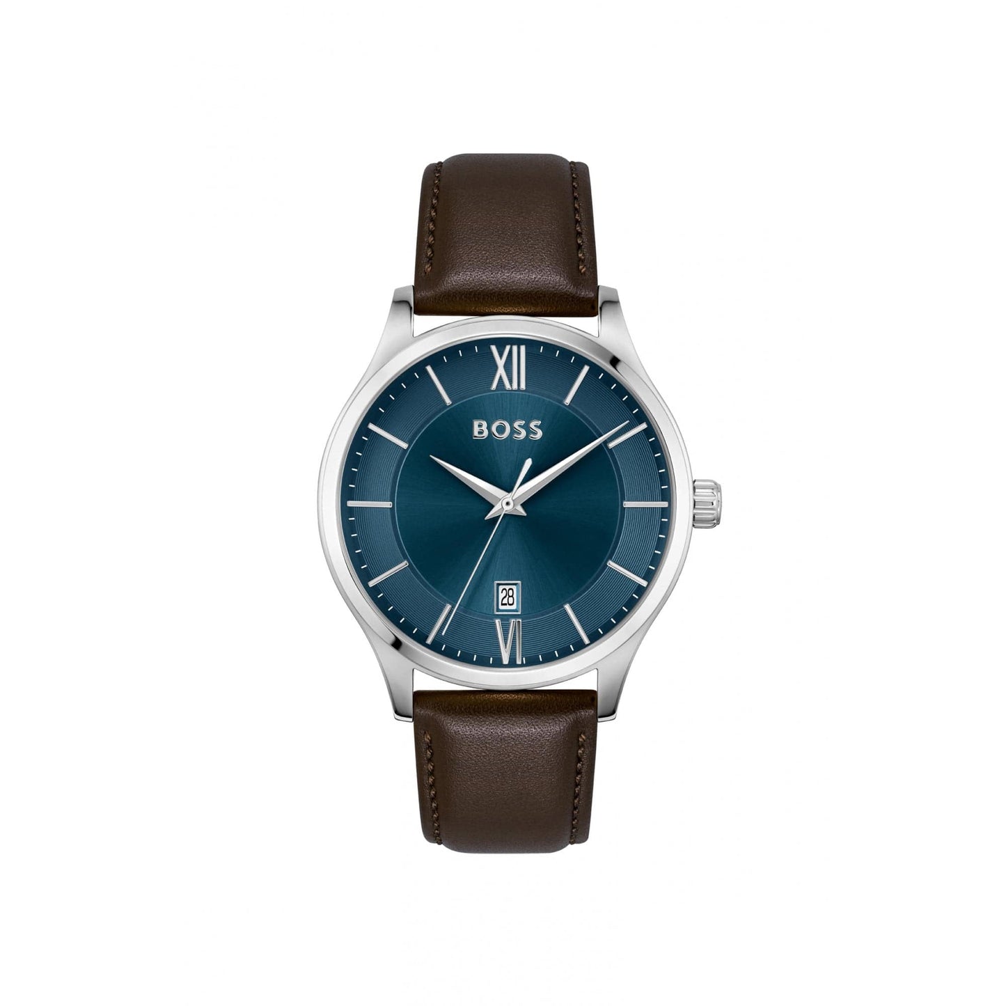 Hugo Boss Elite Leather Strap Watch Brown