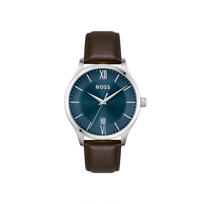 Hugo Boss Elite Leather Strap Watch Brown