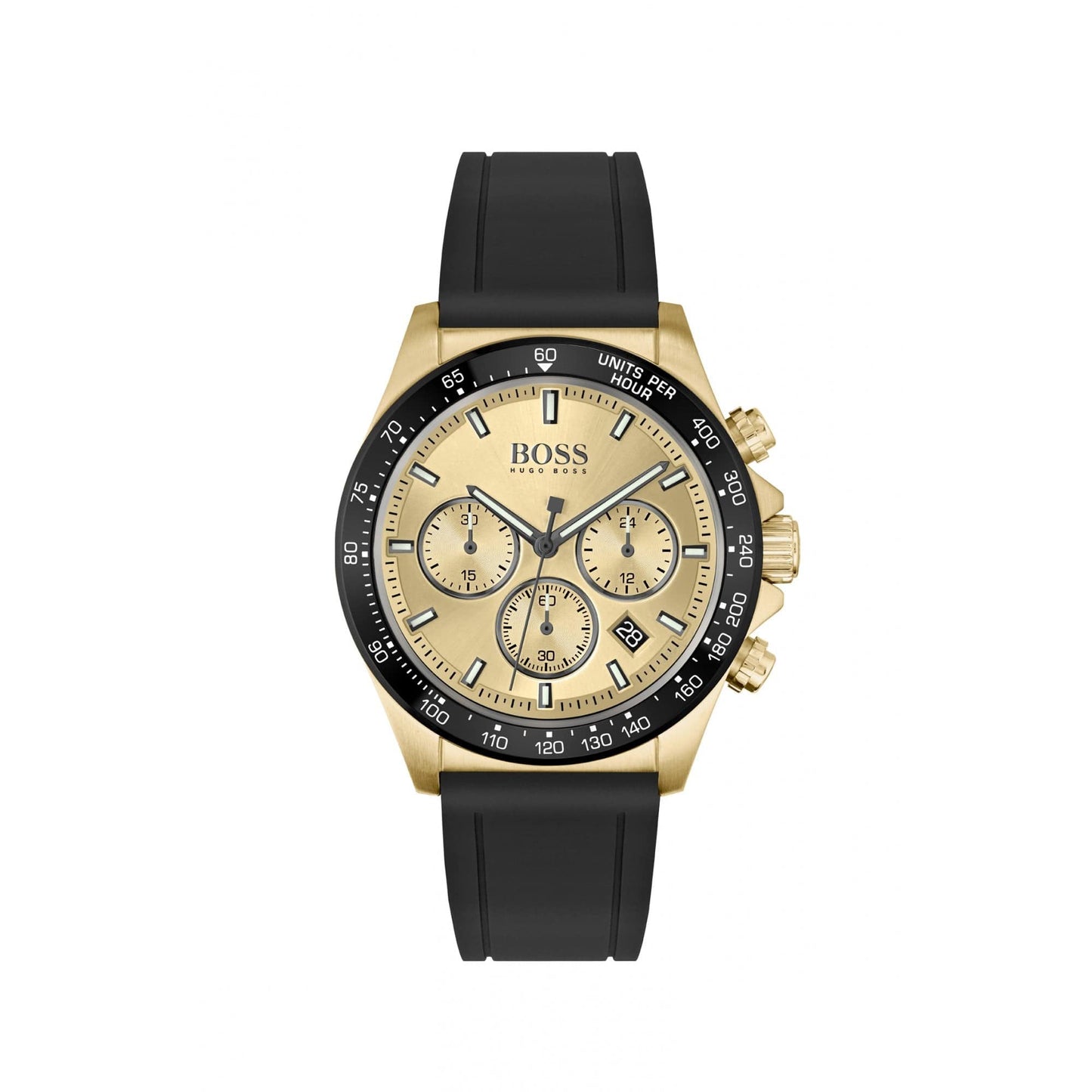 Hugo Boss Hero Gold Plated Rubber Watch Black