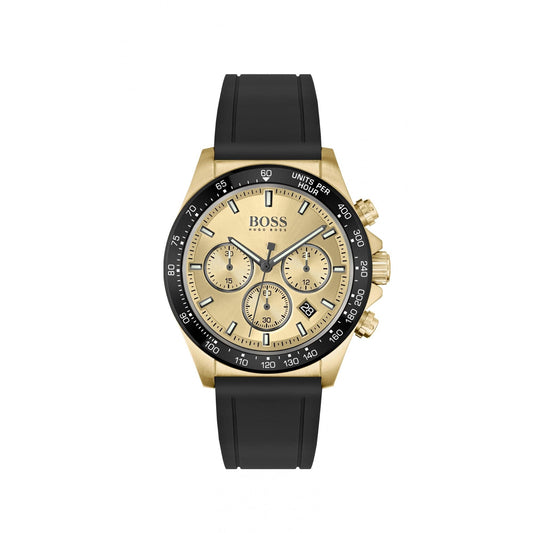 Hugo Boss Hero Gold Plated Rubber Watch Black
