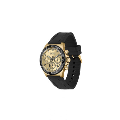 Hugo Boss Hero Gold Plated Rubber Watch Black