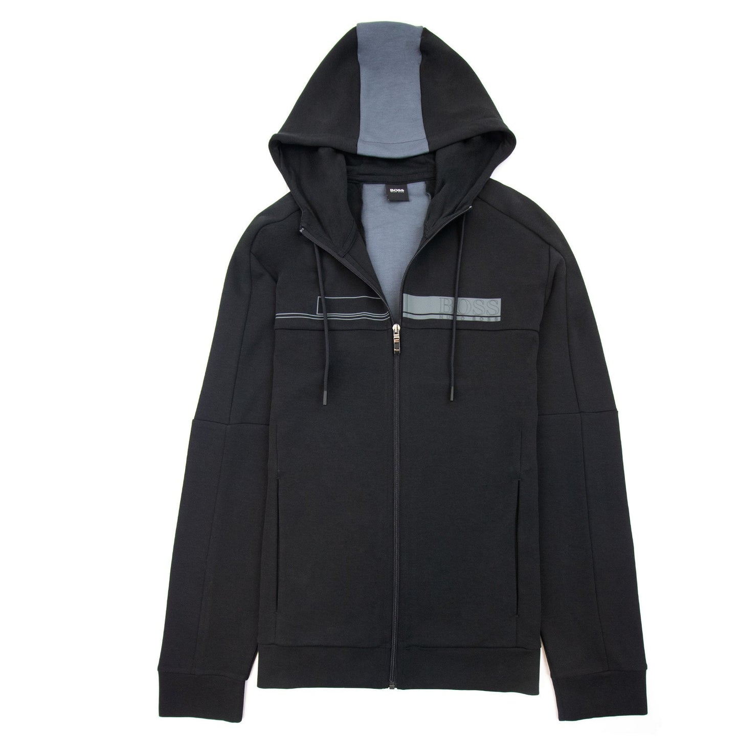 Hugo Boss Saggy 1 Block Logo Zip Up Hoody Black 001
