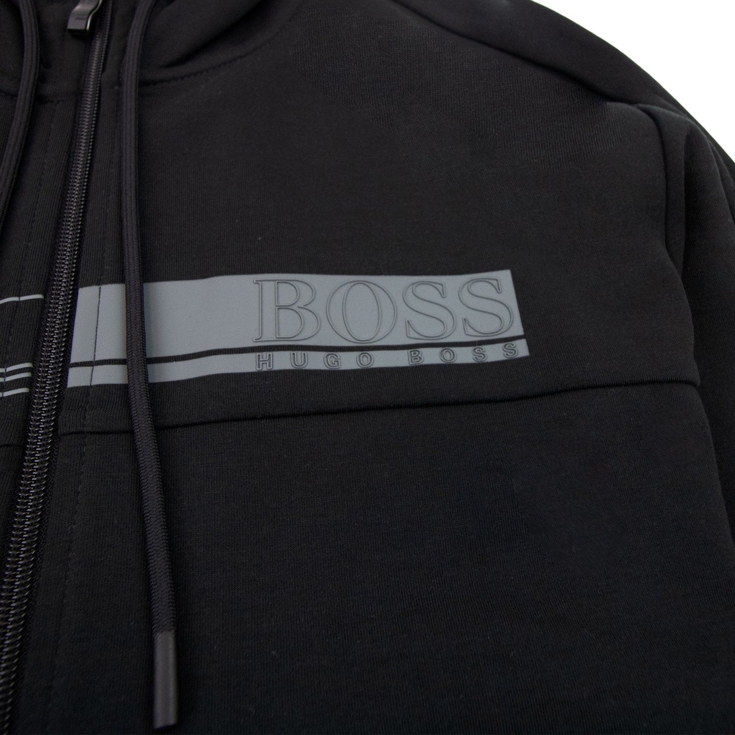 Hugo Boss Saggy 1 Block Logo Zip Up Hoody Black 001