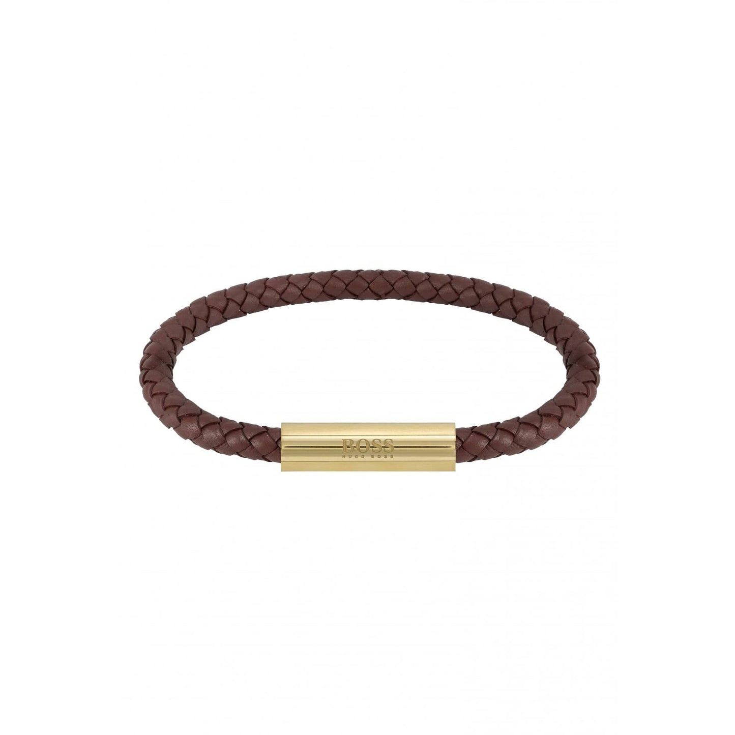 Hugo Boss Braided Leather Bracelet Dark Brown