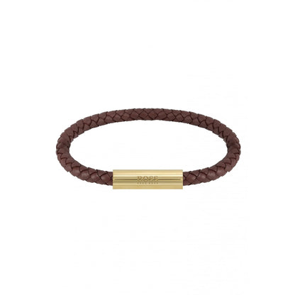Hugo Boss Braided Leather Bracelet Dark Brown
