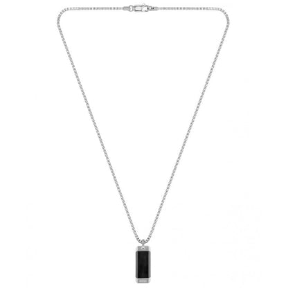 Hugo Boss Box-chain Necklace With Black And Silver-toned Pen Silver