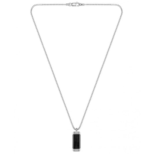 Hugo Boss Box-chain Necklace With Black And Silver-toned Pen Silver