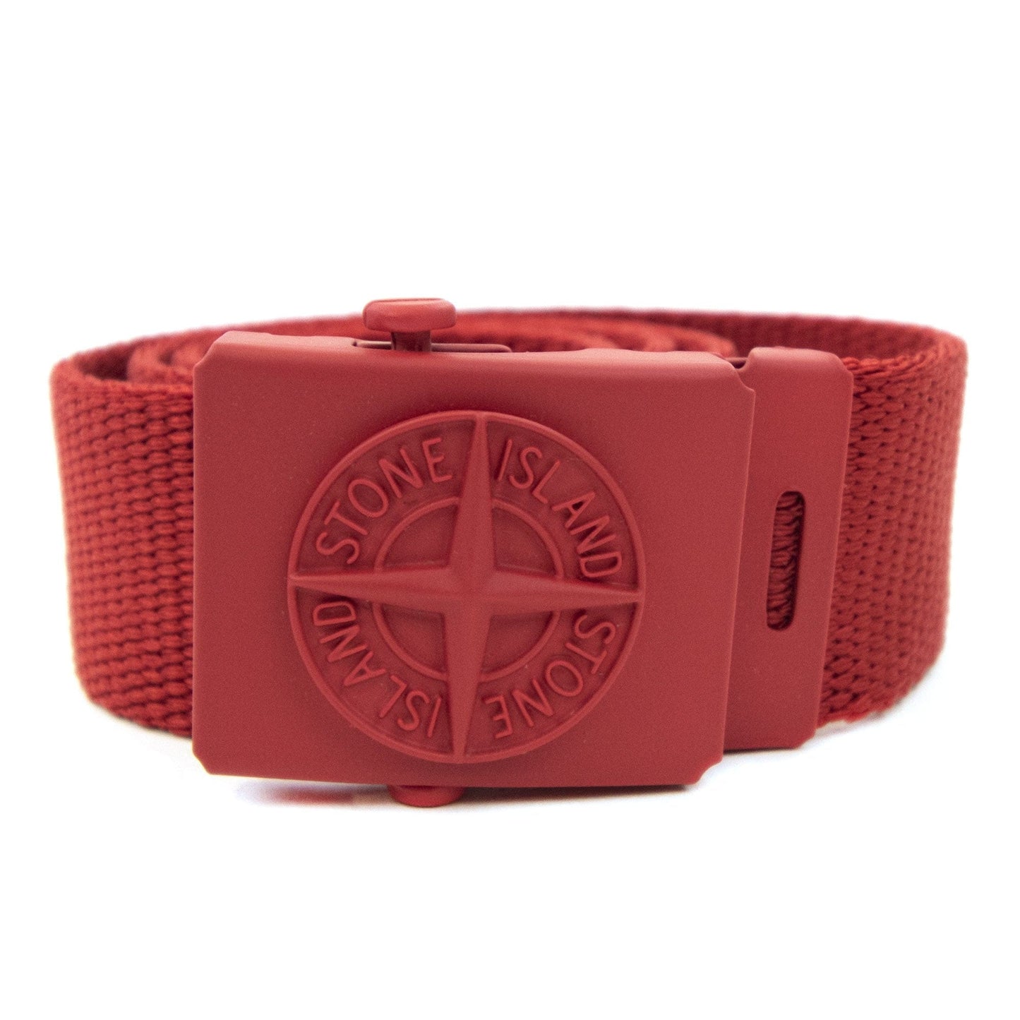 Stone Island Junior 90461 Embossed Logo Buckle Belt Red V0010