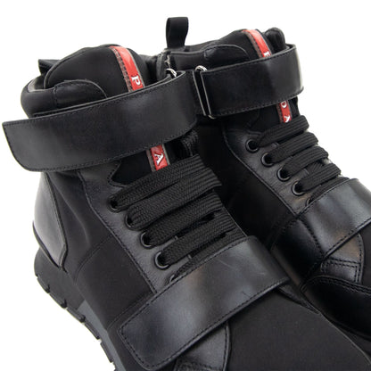Prada Plume+nylon Ankle Boot Black