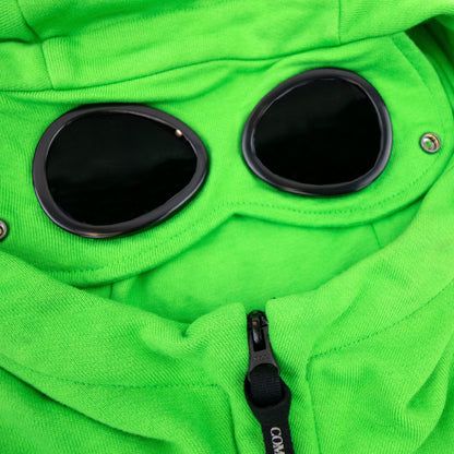 Cp Company Diagonal Raised Fleece Goggle Full Zip Hoodie Green 617